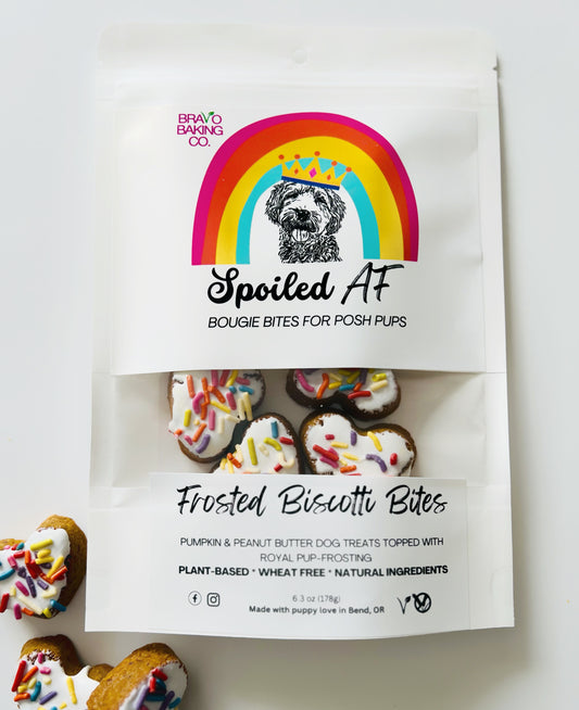 Spoiled AF | Frosted Biscotti Bites | Vegan | Plant-Based | Wheat Free | Dog Treats
